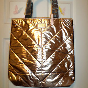 Vs Victorias Secret Pink Gold/ Rose Gold Tote Bag